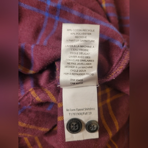 Toad & Co Button Up Re-form Flannel Shirtdress Belted Shirt Dress sz S - Picture 7 of 8